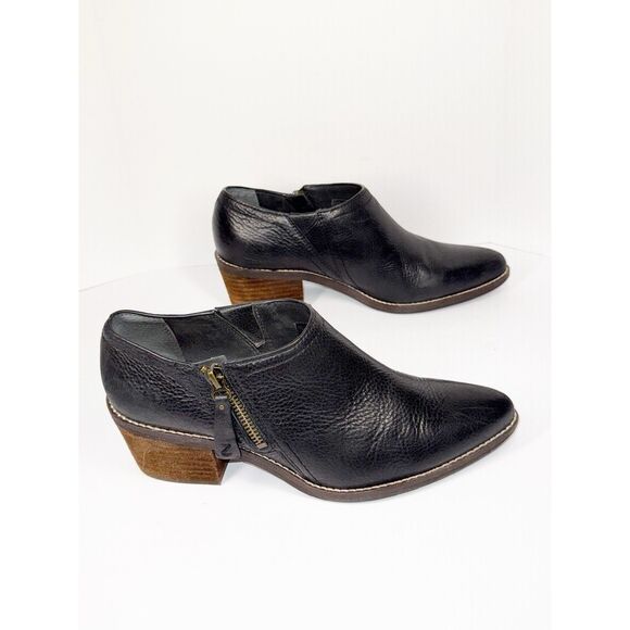 Zodiac Black Leather Shootie Pointed Toe Bootie Western Heel Ankle Boot Zip 7.5 - Picture 15 of 16